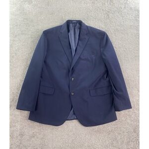 Stafford Suit Jacket 46 R Blue Polyester Travel Stretch Solid Premium Sport Coat
